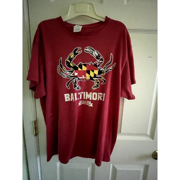 Maryland Crabs TeeShirt - L - Short Sleeve - Y2k Vintage Shirt - Red Yellow - Picture 1 of 6